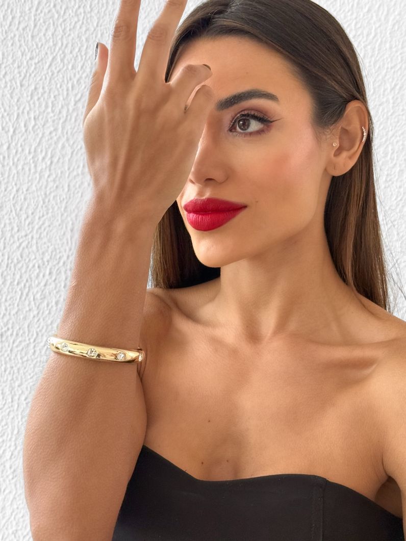 Bracelete Folheado a Ouro 18k e Prata Design Cristais