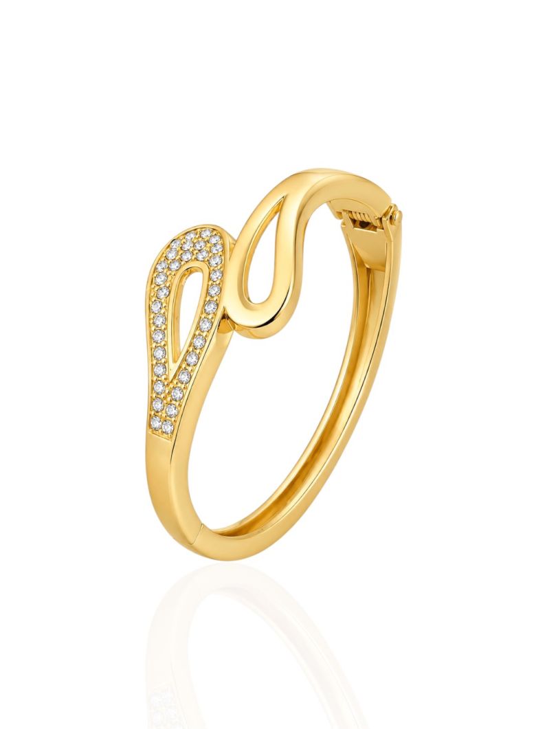 Bracelete Folheado a Ouro 18k e Prata Design Duo Gota Com Zircônia