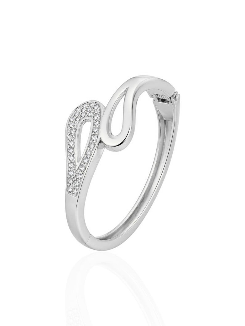 Bracelete Folheado a Ouro 18k e Prata Design Duo Gota Com Zircônia