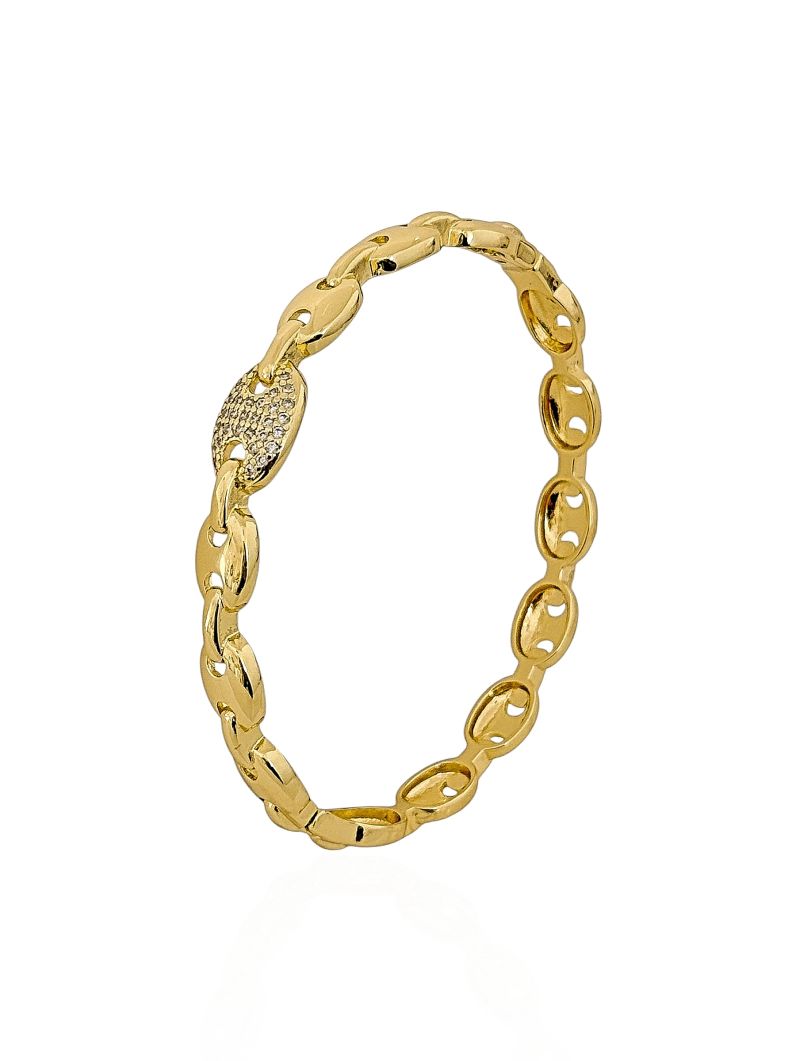 Bracelete Folheado a Ouro 18k e Prata Design Elos Cravejados