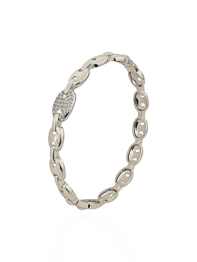 Bracelete Folheado a Ouro 18k e Prata Design Elos Cravejados