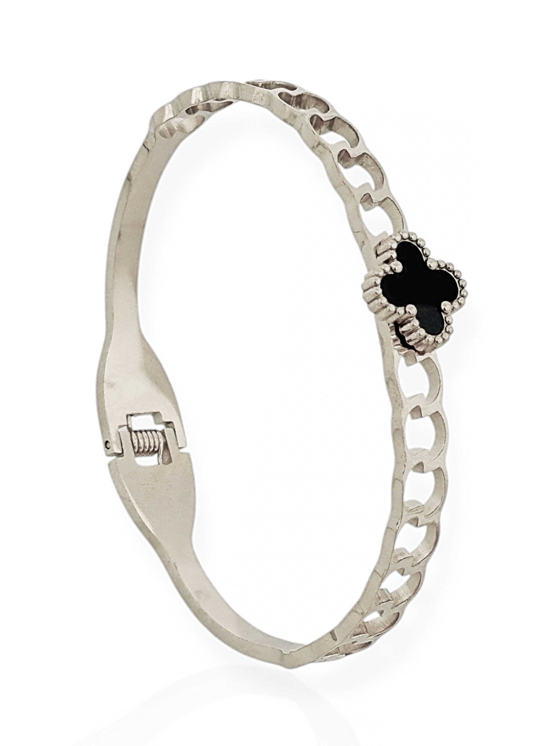 Bracelete Aço Inoxidável Folheado a Ouro 18k e Prata Design ElosCom Inspiração Vg Resinada