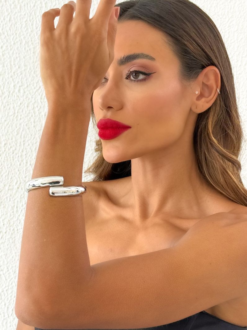 Bracelete Folheado a Ouro 18k e Prata Design Liso