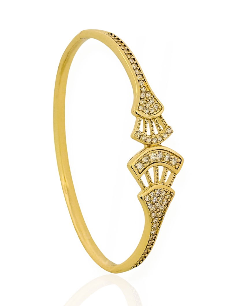 Bracelete Folheado a Ouro 18k e Prata Design Moderno Cravejado