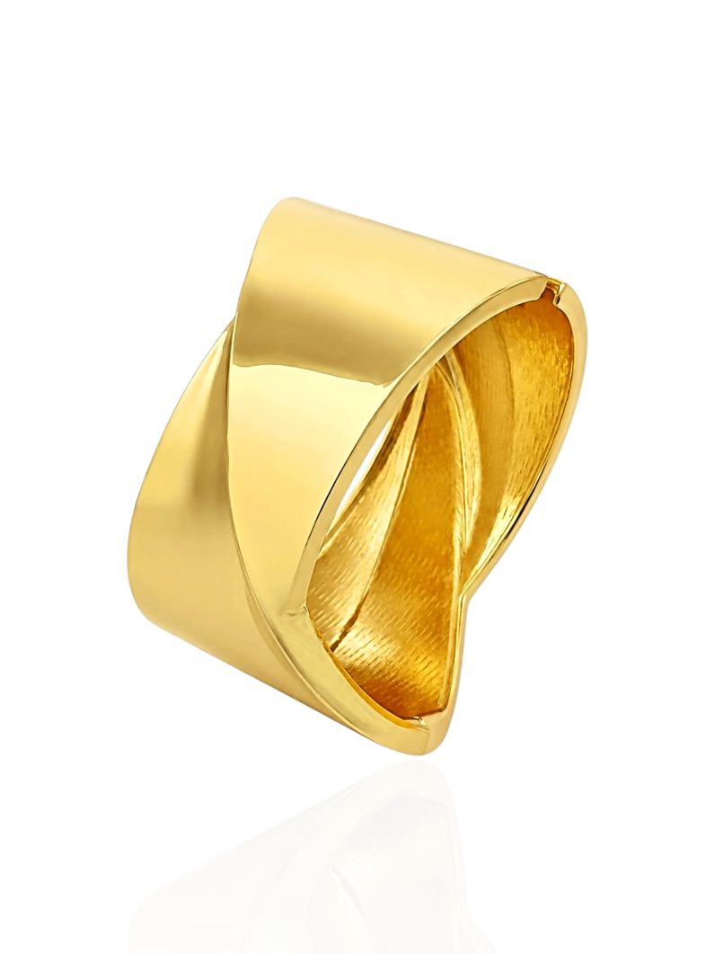 Bracelete Folheado a Ouro 18k e Prata Design Moderno Liso