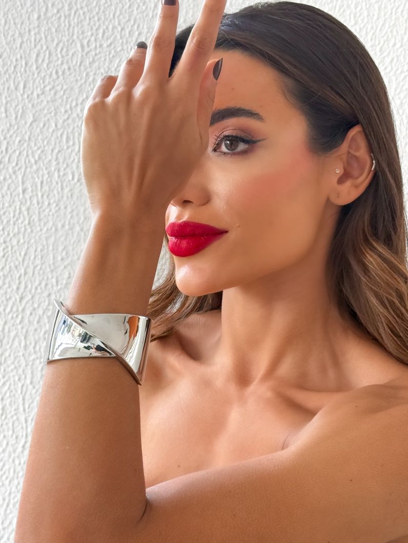 Bracelete Folheado a Ouro 18k e Prata Design Moderno Liso