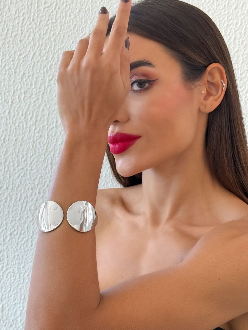 Bracelete Folheado a Ouro 18k e Prata Design Moderno Maxi