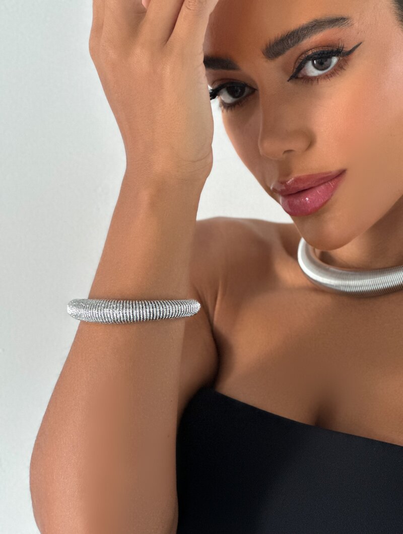 Bracelete Folheado a Ouro 18k e Prata Design Mola
