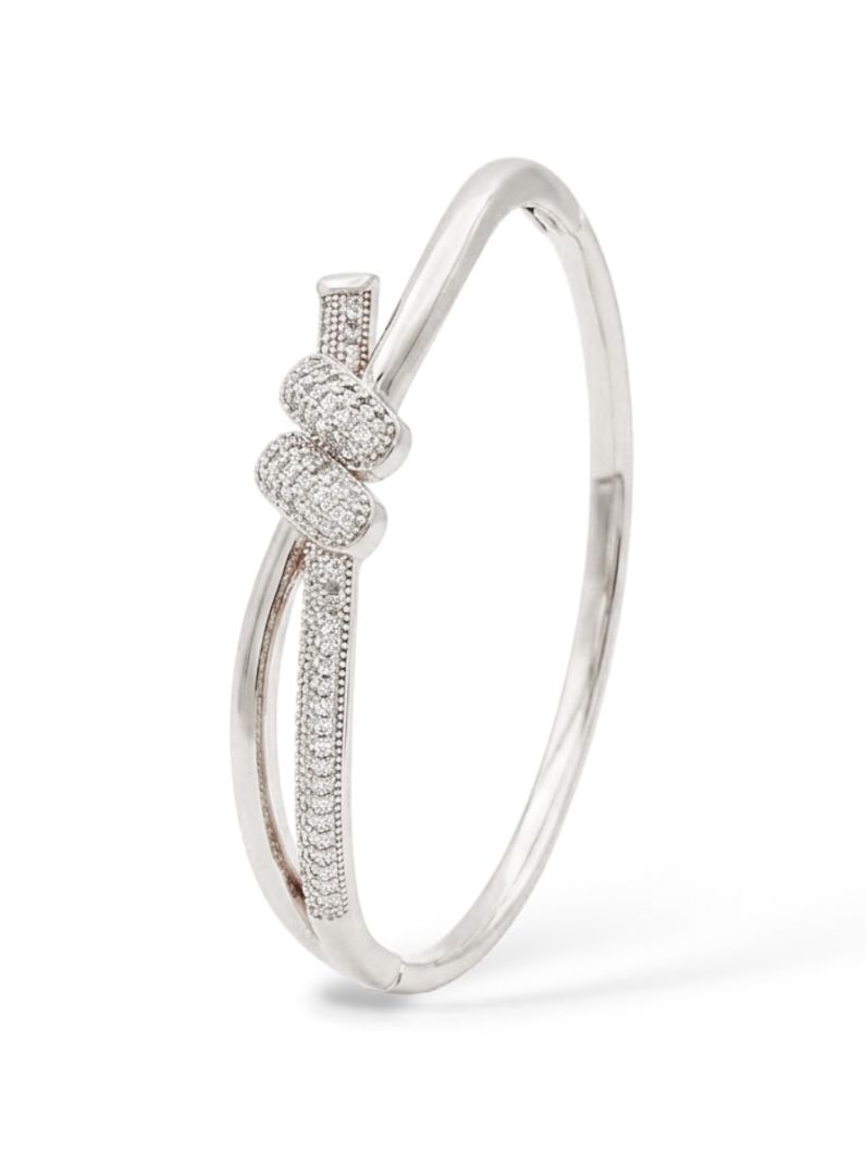 Bracelete Folheado a Ouro 18k e Prata Design Nó Cravejado