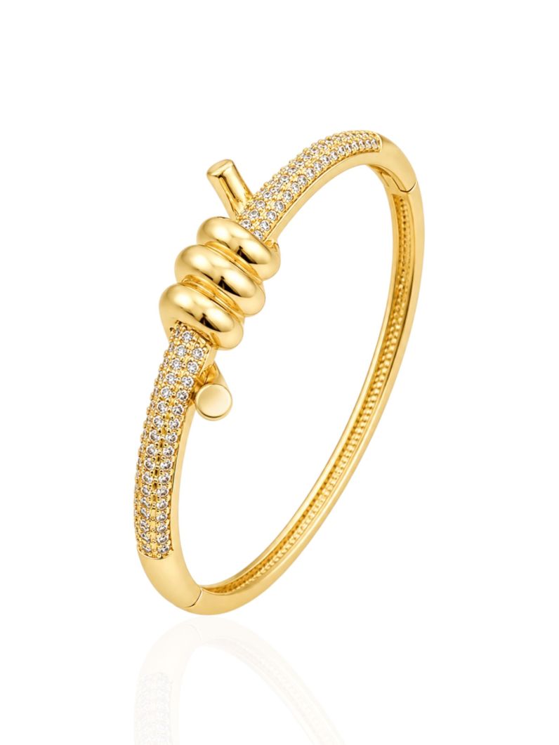 Bracelete Folheado a Ouro 18k e Prata Design Nó Cravejado