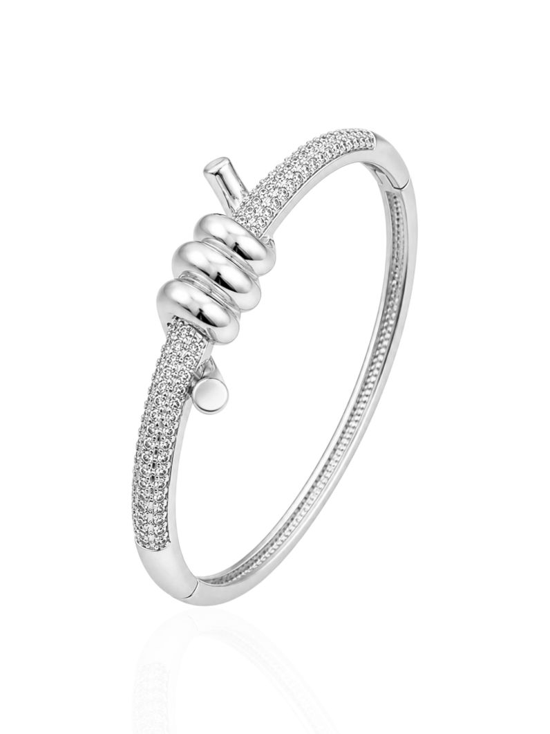 Bracelete Folheado a Ouro 18k e Prata Design Nó Cravejado