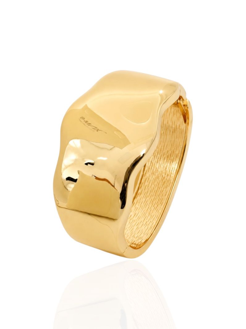 Bracelete Folheado a Ouro 18k e Prata Design Ondulado