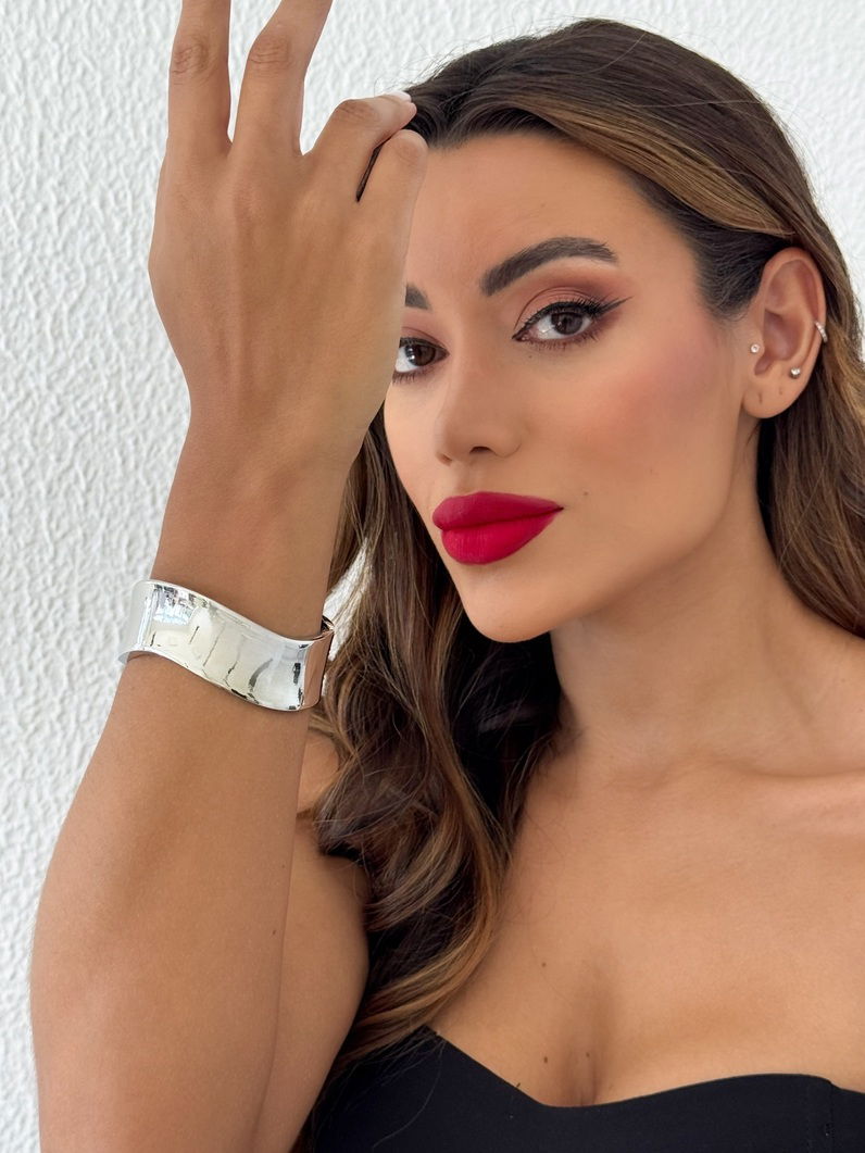 Bracelete Folheado a Ouro 18k e Prata Design Ondulado Liso