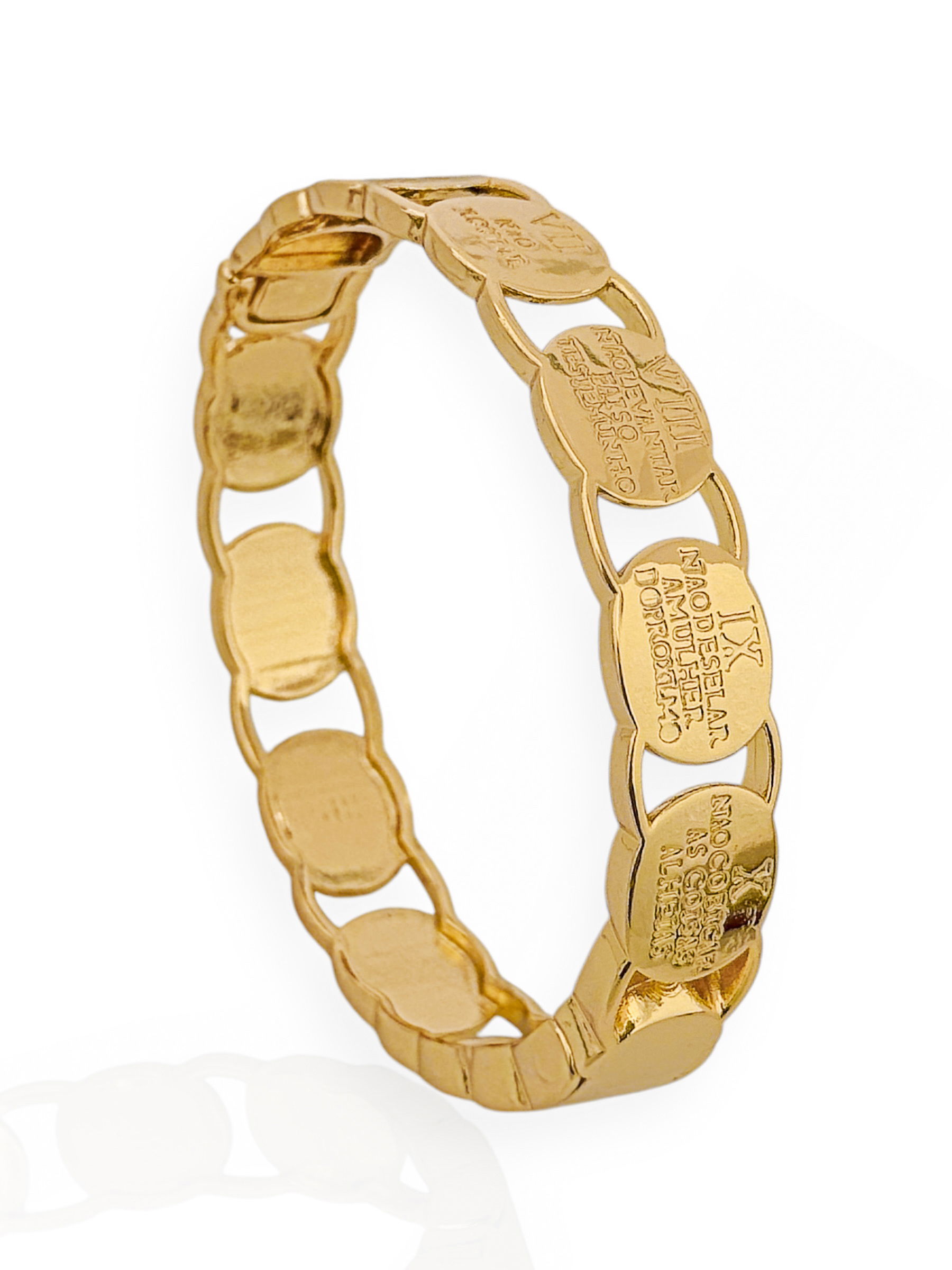 Bracelete Folheado a Ouro 18k e Prata Design os Dez Mandamentos