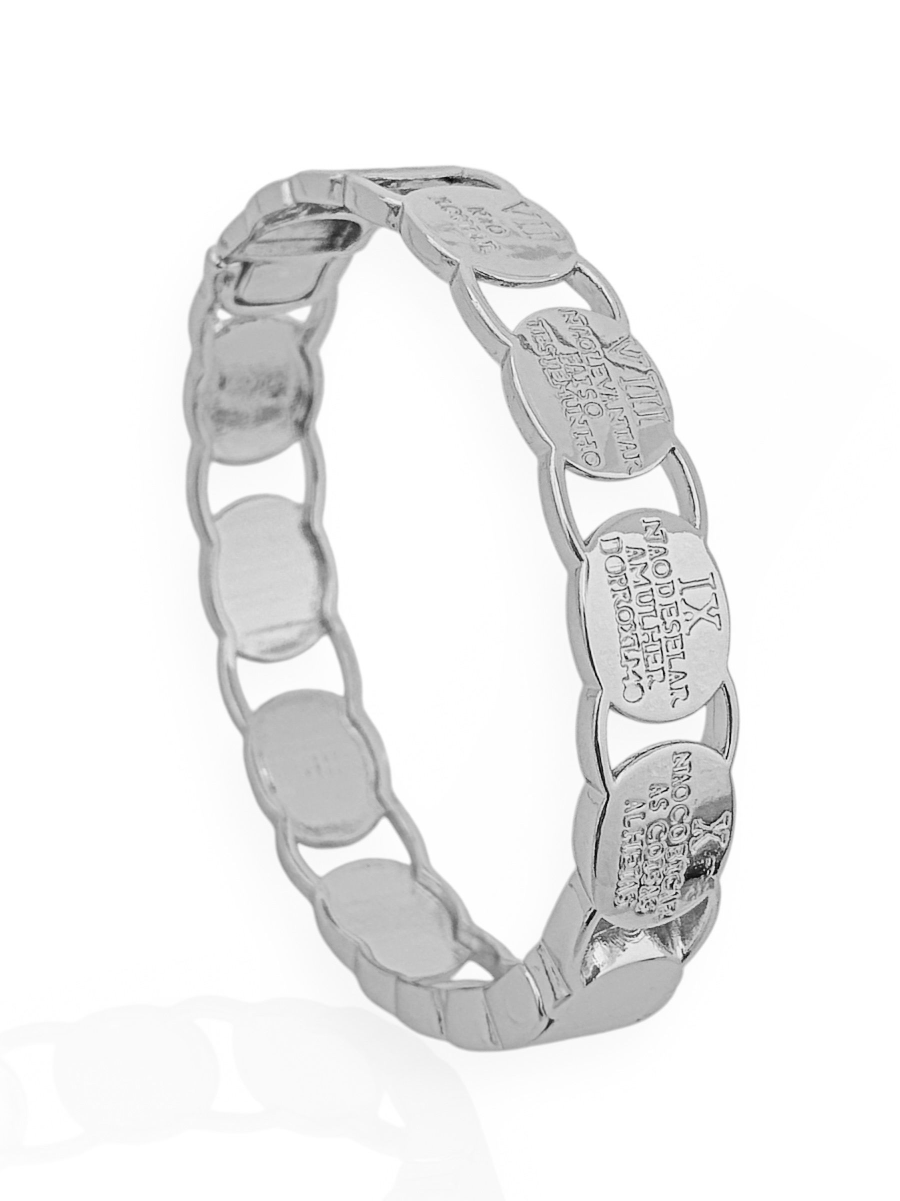 Bracelete Folheado a Ouro 18k e Prata Design os Dez Mandamentos