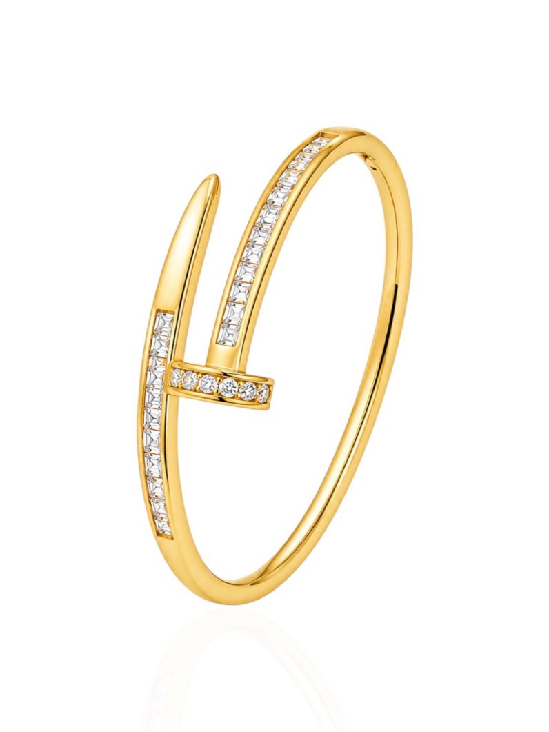 Bracelete Folheado a Ouro 18k e Prata Design Prego com Navete