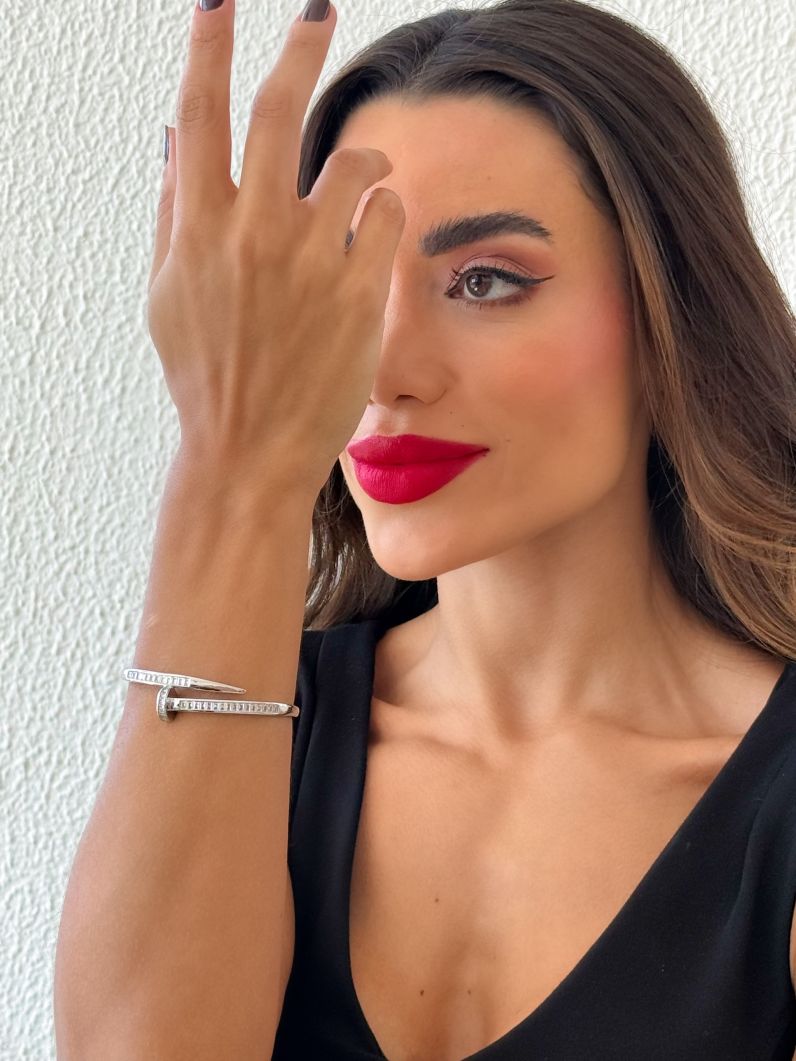 Bracelete Folheado a Ouro 18k e Prata Design Prego com Navete
