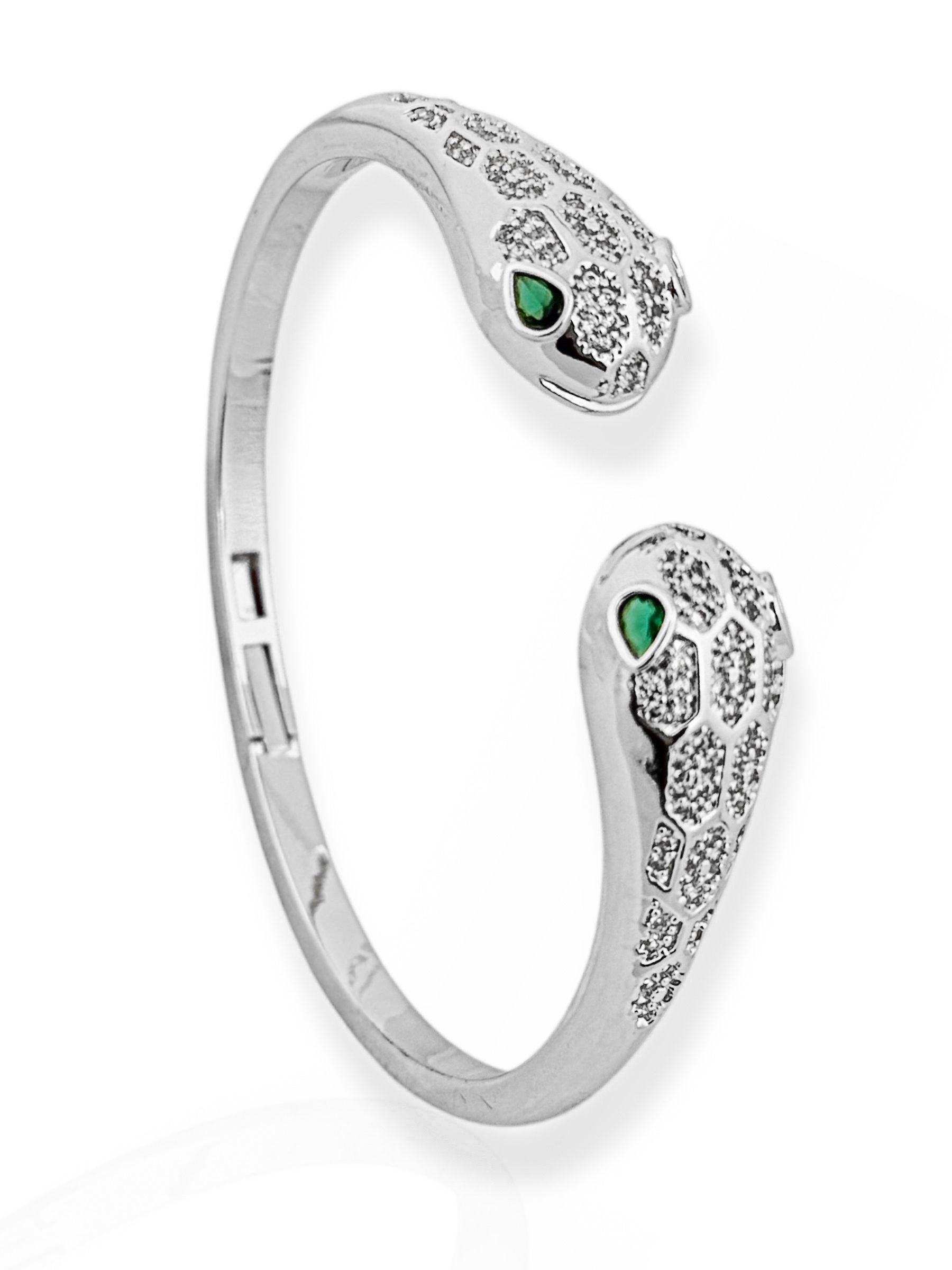 Bracelete Folheado a Ouro 18k e Prata Design Serpente Com Zircônia