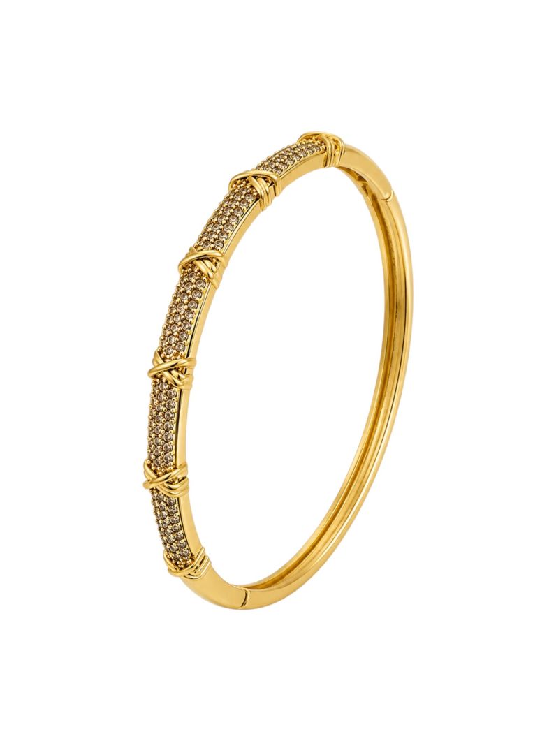 Bracelete Folheado a Ouro 18k e Prata Design X Cravejado