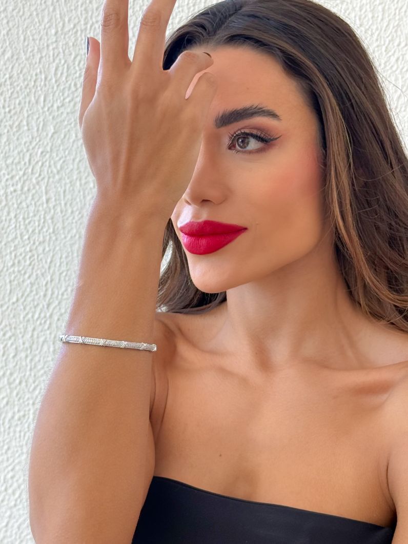 Bracelete Folheado a Ouro 18k e Prata Design X Cravejado