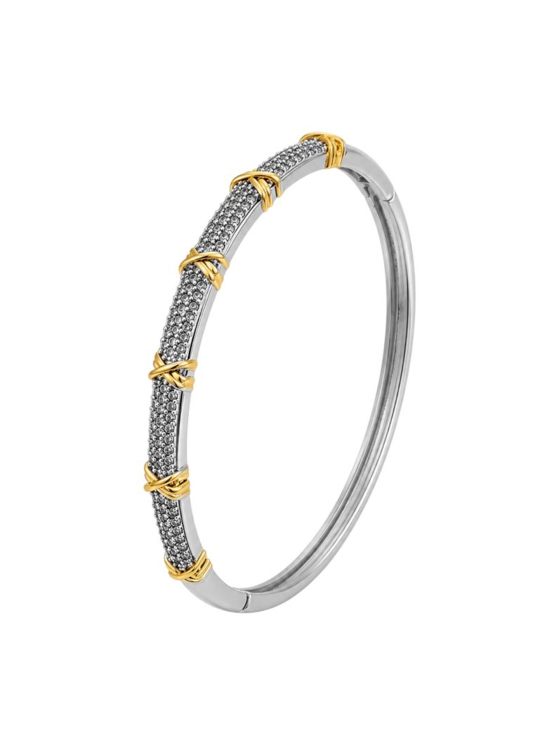 Bracelete Folheado a Ouro 18k e Prata Design X Cravejado