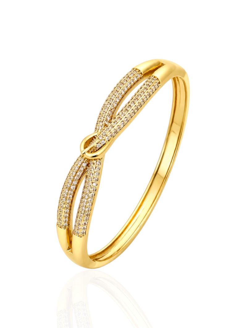 Bracelete Folheado a Ouro 18k e Prata Design X Cravejado