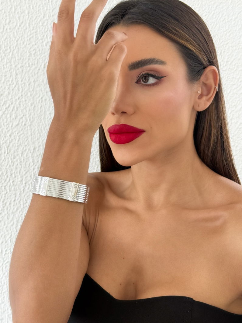 Bracelete Folheado a Ouro 18k e Prata Detalhado