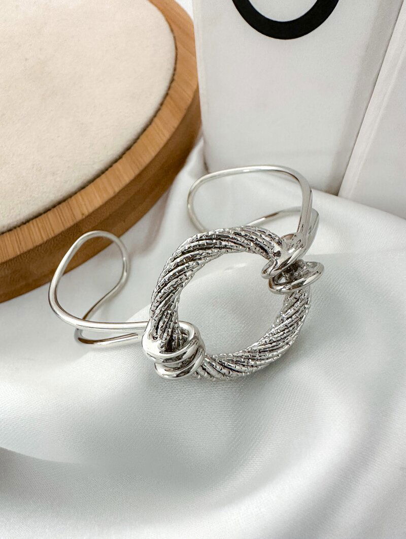 Bracelete Folheado a Ouro 18k e Prata Dois Fios com Circulo Vazado