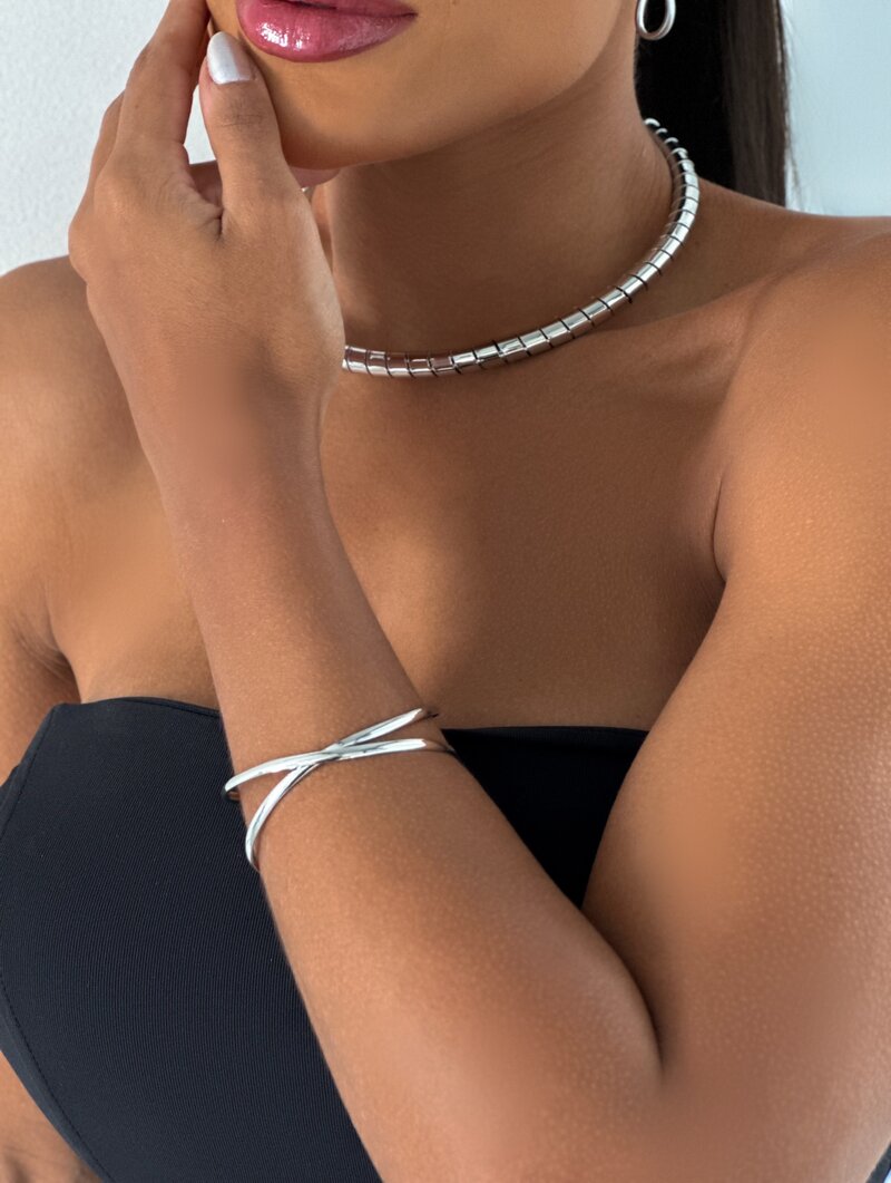 Bracelete Folheado a Ouro 18k e Prata Dois Fios Cruzados