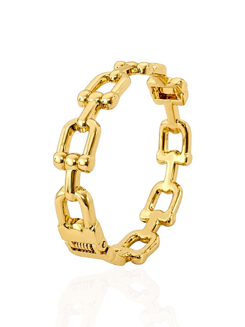 Bracelete Folheado a Ouro 18k e Prata Elos Modernos Lisos