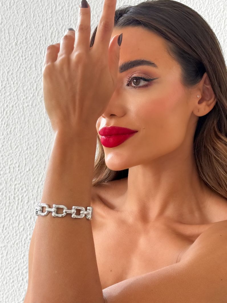 Bracelete Folheado a Ouro 18k e Prata Elos Modernos Lisos