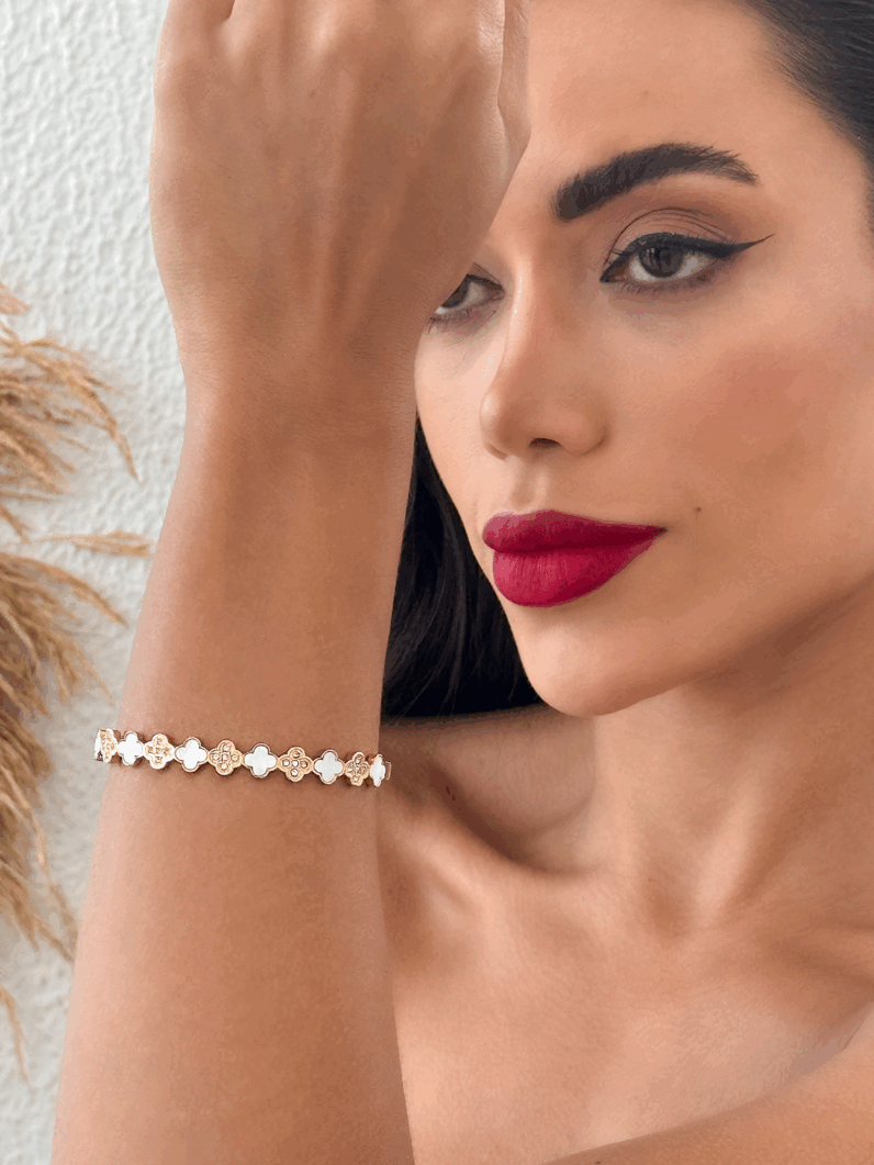 Bracelete Folheado a Ouro 18k e Prata em Aço Inspiração Virginia