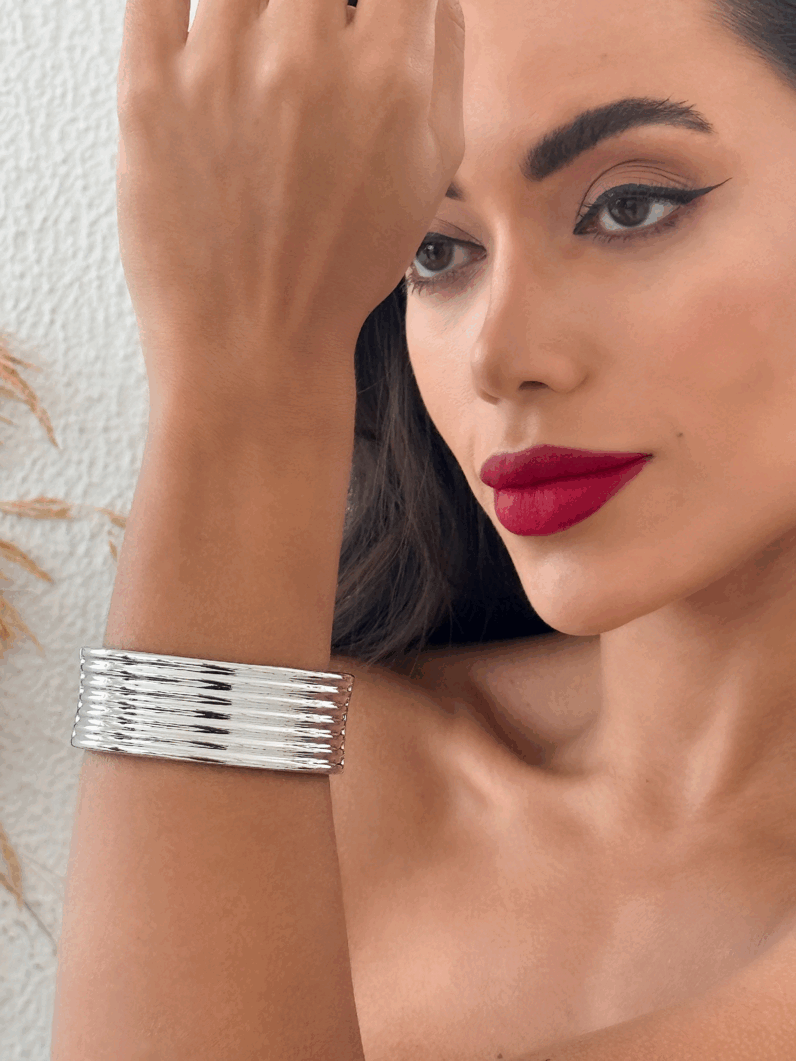 Bracelete Folheado a Ouro 18k e Prata Estonado