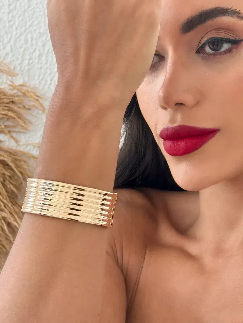 Bracelete Folheado a Ouro 18k e Prata Estonado