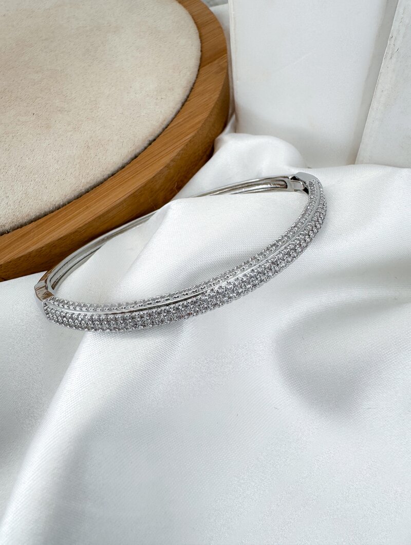 Bracelete Folheado a Ouro 18k e Prata Fino Cravejado