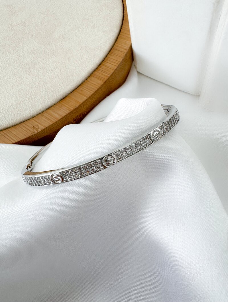 Bracelete Folheado a Ouro 18k e Prata Fino Cravejado Inspiração