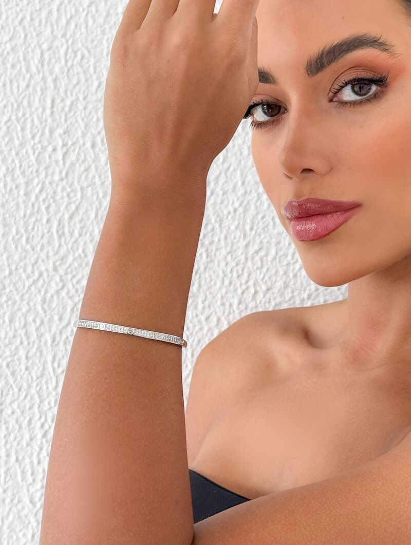 Bracelete Folheado a Ouro 18k e Prata Fino Cravejado Inspiração