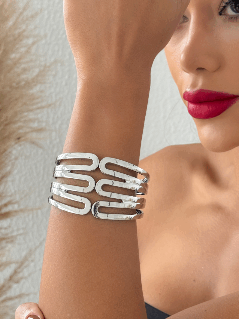 Bracelete Folheado a Ouro 18k e Prata Fios Vazados