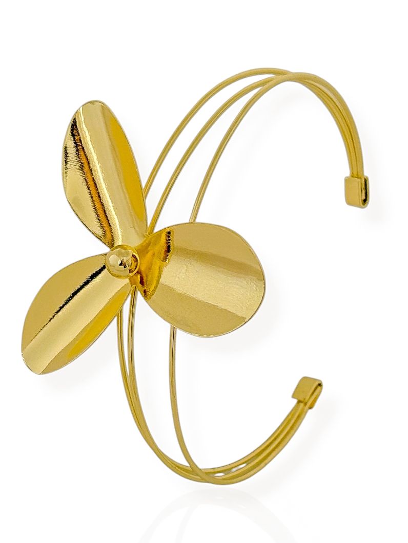 Bracelete Folheado a Ouro 18k e Prata Flor Lisa