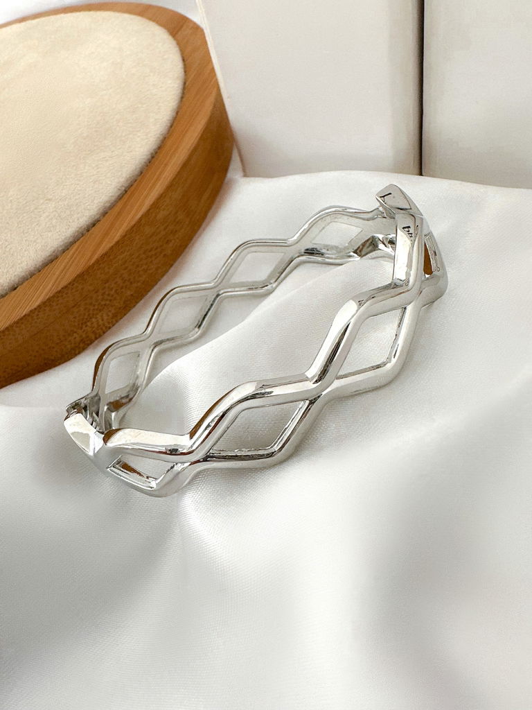 BRACELETE FOLHEADO A OURO 18K E PRATA FORMATOS GEOMÉTRICOS