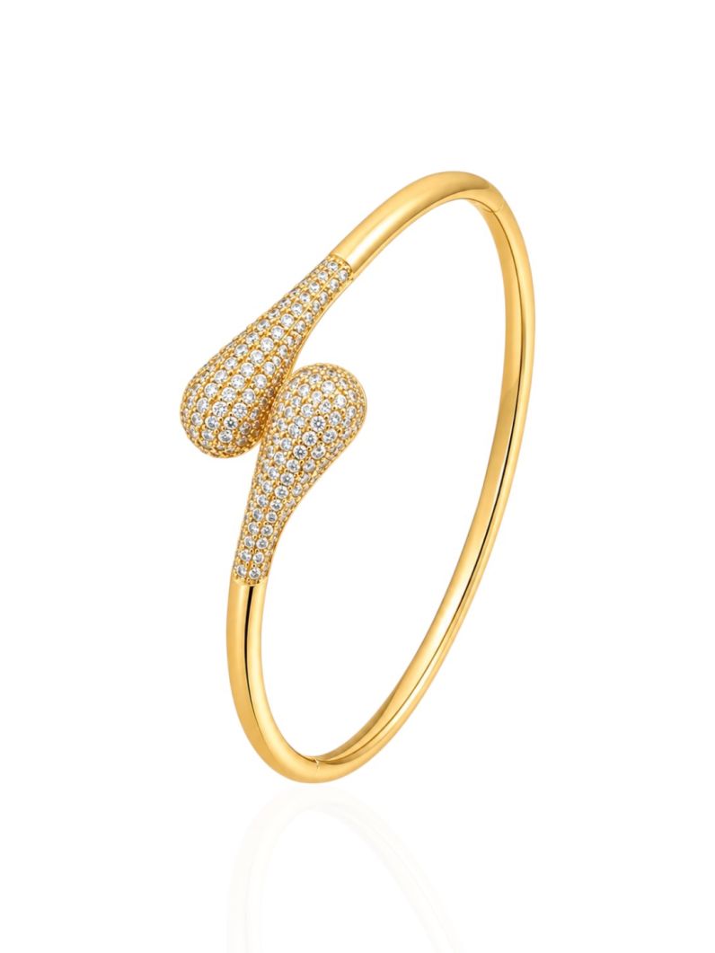 Bracelete Folheado a Ouro 18k e Prata Gota Cravejada