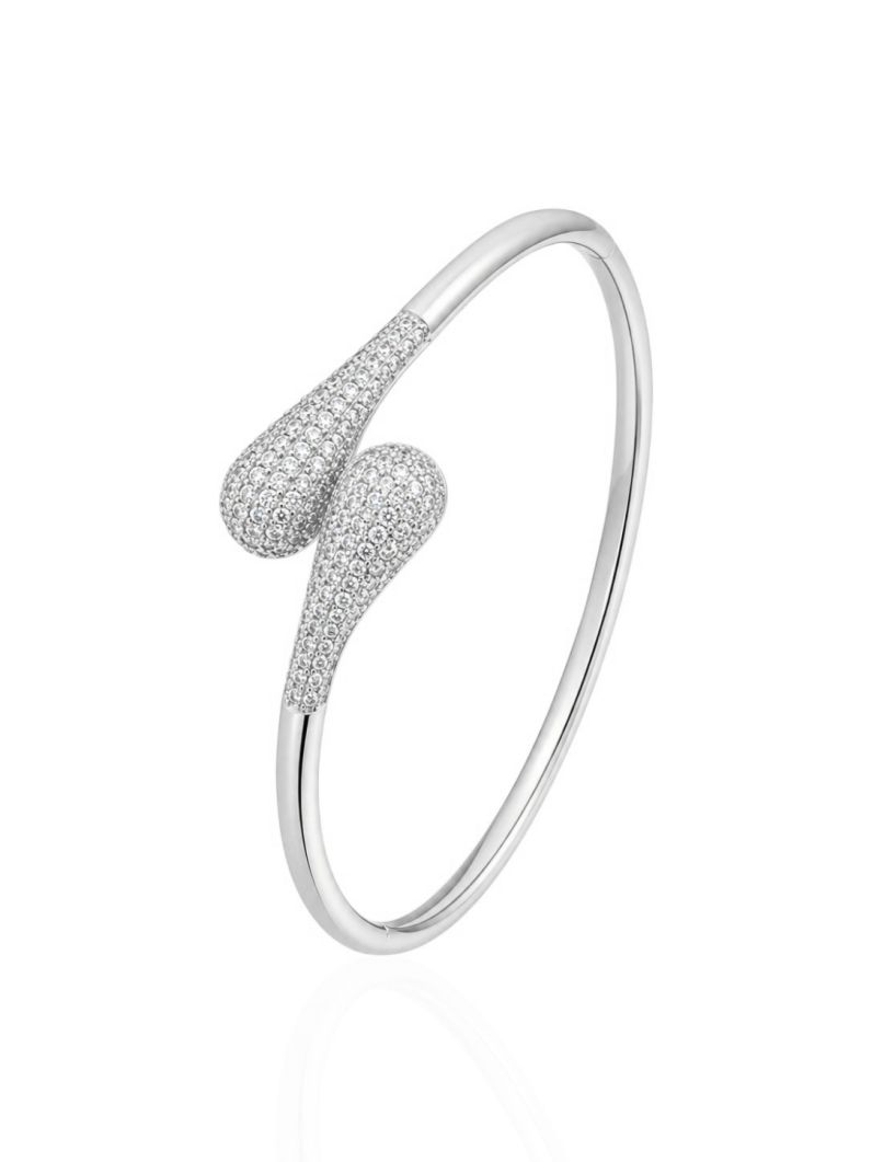 Bracelete Folheado a Ouro 18k e Prata Gota Cravejada