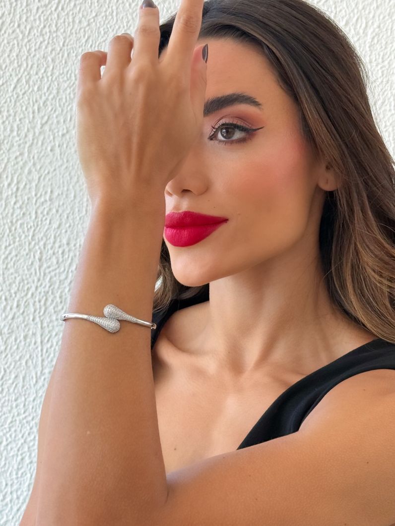 Bracelete Folheado a Ouro 18k e Prata Gota Cravejada