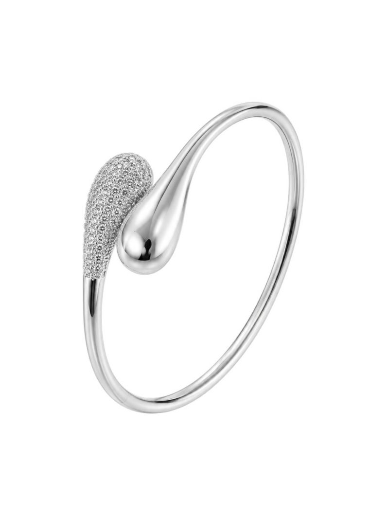 Bracelete Folheado a Ouro 18k e Prata Gota Lisa e Cravejada