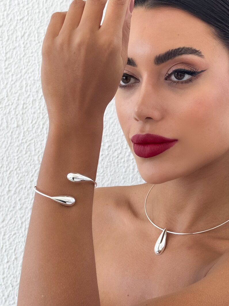 Bracelete Folheado a Ouro 18k e Prata Gota Longa