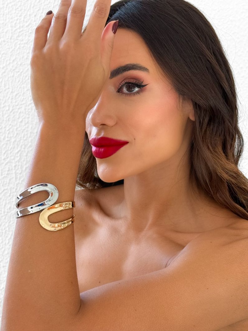 Bracelete Folheado a Ouro 18k e Prata Gota Vazada Mix Banho