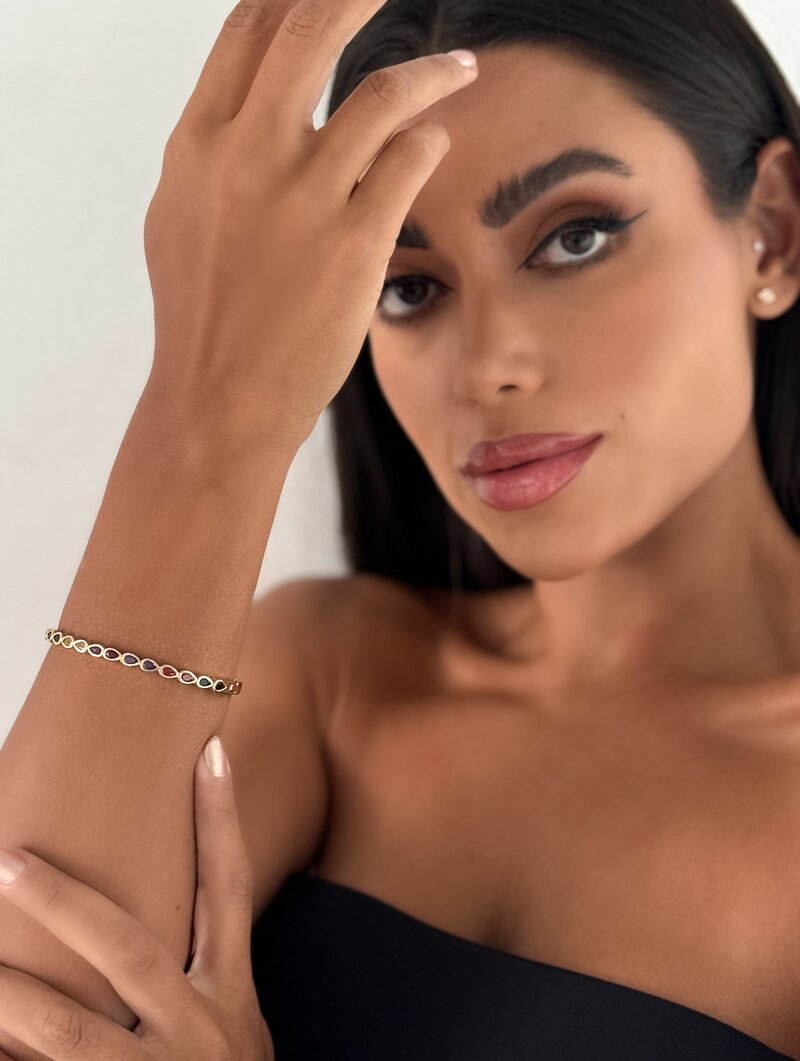 Bracelete Folheado a Ouro 18k e Prata Gotas de Zircônias