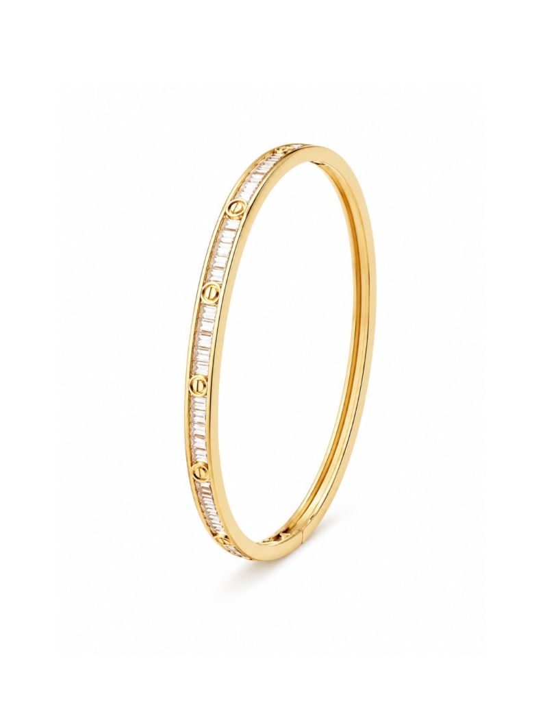 Bracelete Folheado a Ouro 18k e Prata Grandes Marcas Com Navete