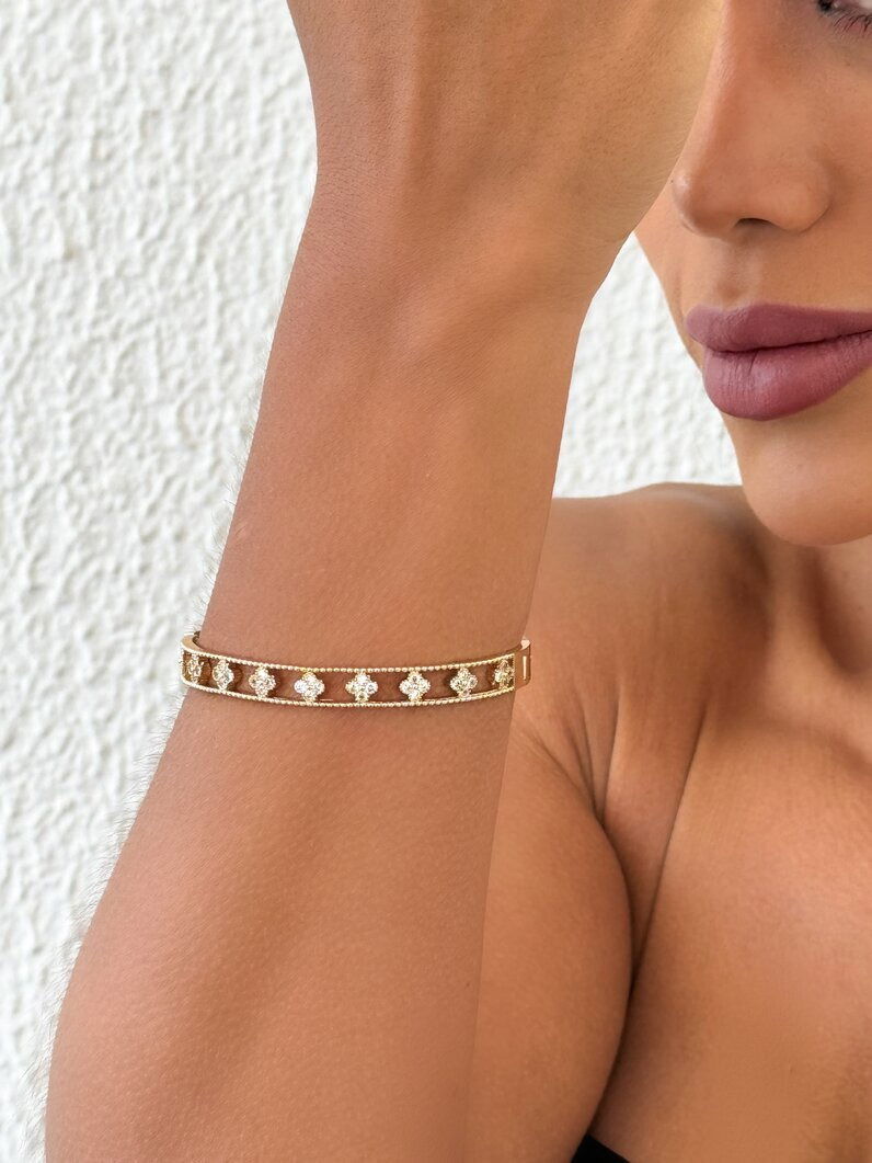 Bracelete Folheado a Ouro 18k e Prata Inspiração Com micro zircônia