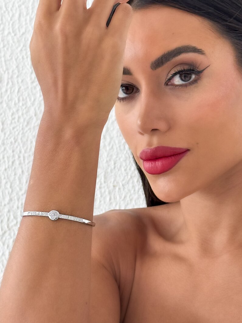Bracelete Folheado a Ouro 18k e Prata Inspiração Com Micro Zircônia